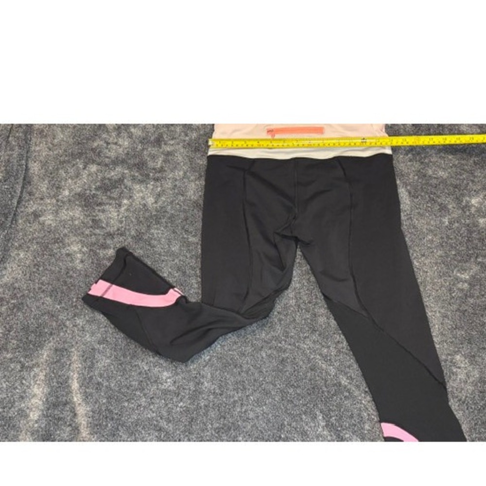 Lululemon Run Inspire Crop Leggings Black Pink Cream Zipper Pocket Size 6 - Picture 3 of 4